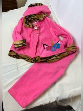 Toddler Girls Fleece Three piece jacket hat and pant set